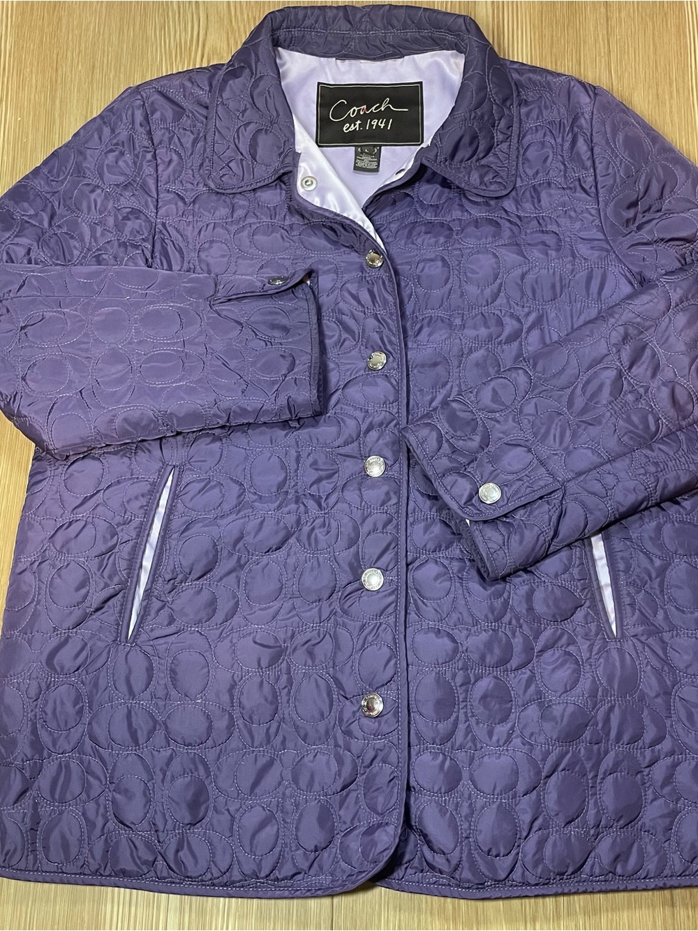 Coach Purple Signature C Quilted Jacket Size Large
